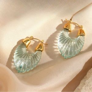 18K Gold Resin Earrings*Turquoise Earrings*Waterproof and Sweatproof